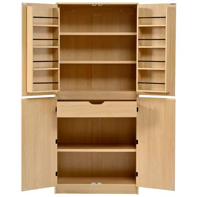 72-Inch Kitchen Storage Cabinet with Door Shelves and Adjustable Shelves