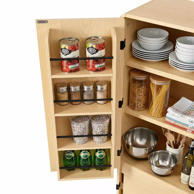 72-Inch Kitchen Storage Cabinet with Door Shelves and Adjustable Shelves