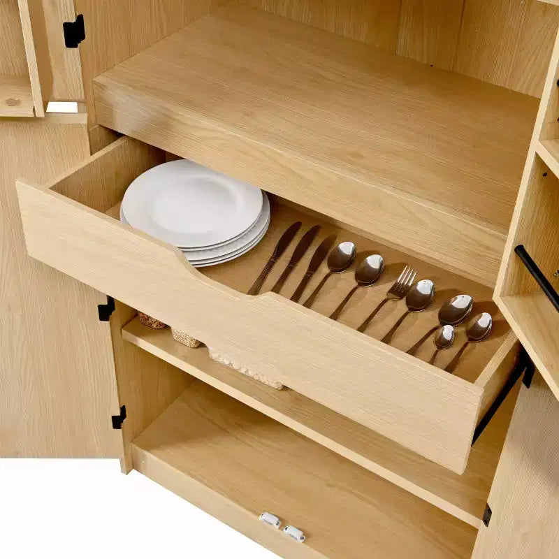 72-Inch Kitchen Storage Cabinet with Door Shelves and Adjustable Shelves