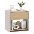 Costway Modern Style Nightstand 2-Tier Sofa Side Bedside Table w/ Drawer & Open Shelf