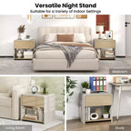 Modern Style Nightstand 2-Tier Bedside Table with Drawer and Open Shelf