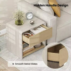Modern Style Nightstand 2-Tier Bedside Table with Drawer and Open Shelf
