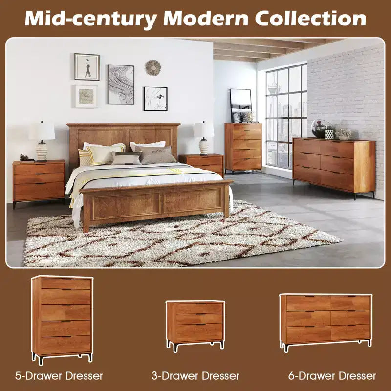 6-Drawer Double Dresser with Interlock System, Metal Support Legs and Anti-Tipping Kit