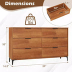 6-Drawer Double Dresser with Interlock System, Metal Support Legs and Anti-Tipping Kit