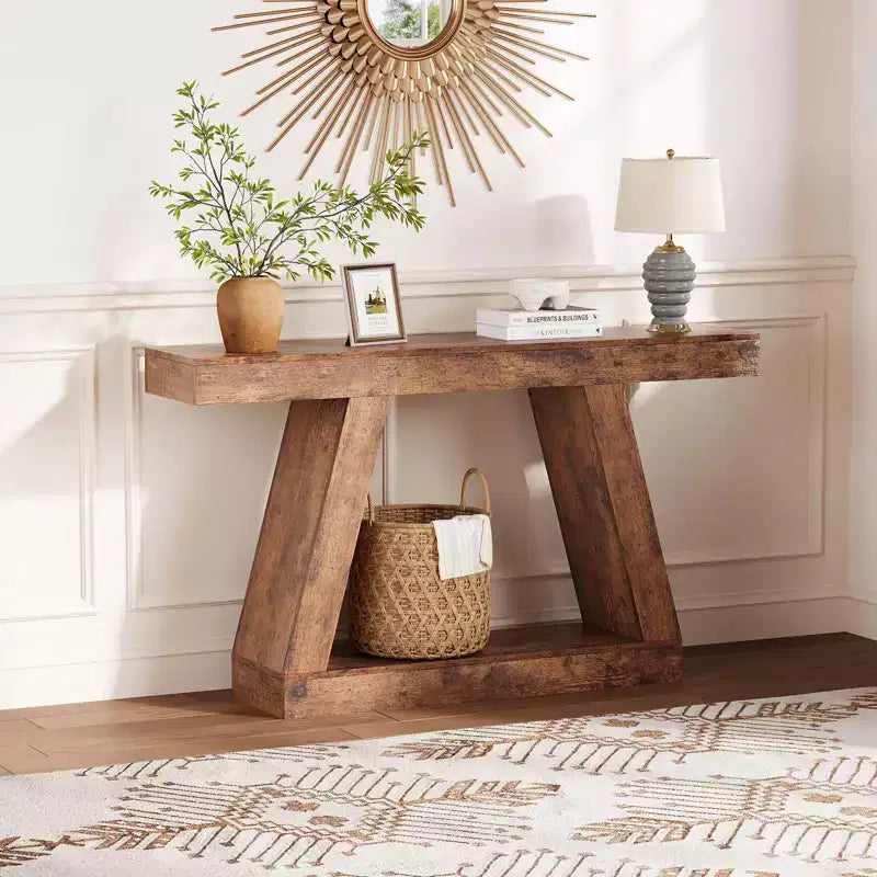 2-Tier Console Table with Open Storage Shelf