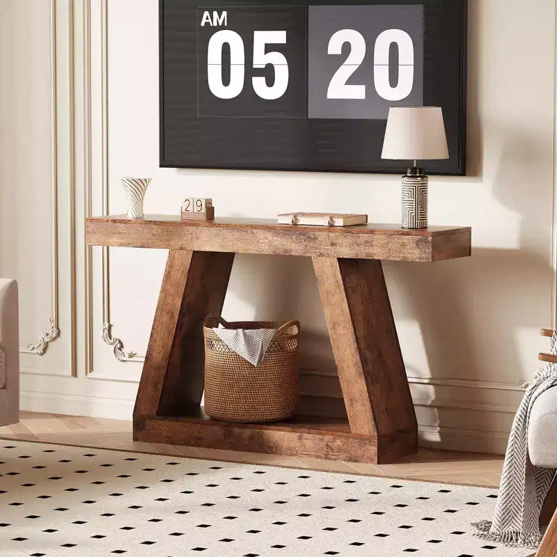 2-Tier Console Table with Open Storage Shelf