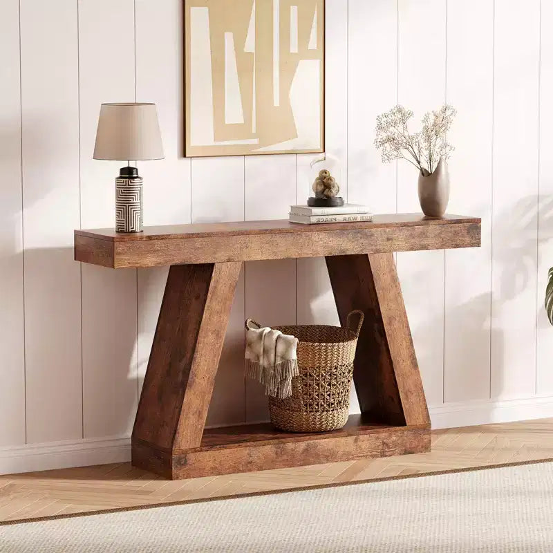 2-Tier Console Table with Open Storage Shelf