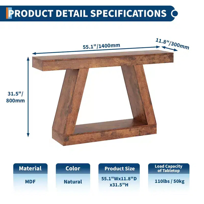 2-Tier Console Table with Open Storage Shelf