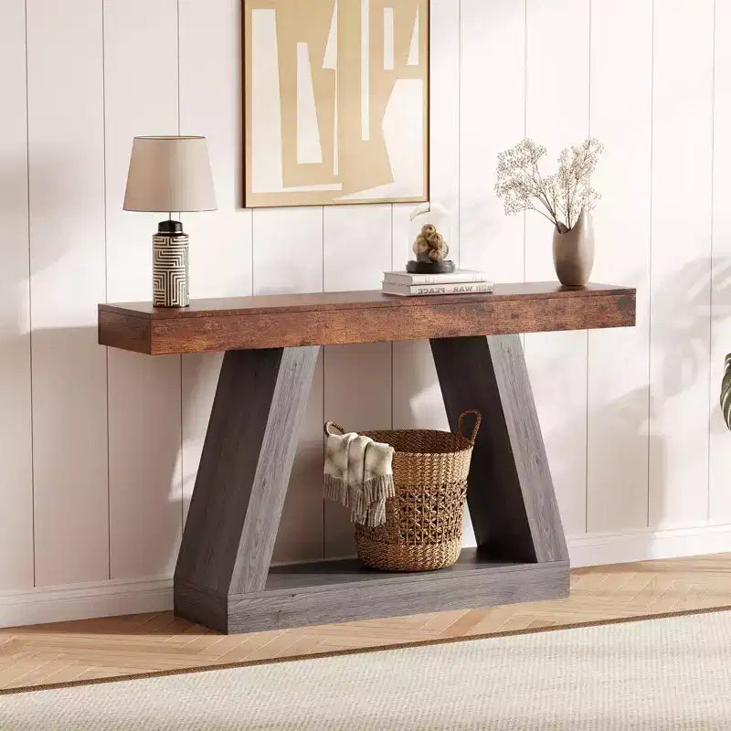 2-Tier Console Table with Open Storage Shelf