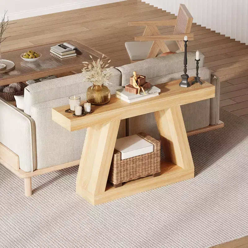 2-Tier Console Table with Open Storage Shelf