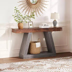 2-Tier Console Table with Open Storage Shelf