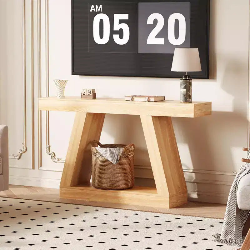 2-Tier Console Table with Open Storage Shelf