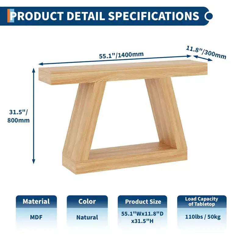 2-Tier Console Table with Open Storage Shelf