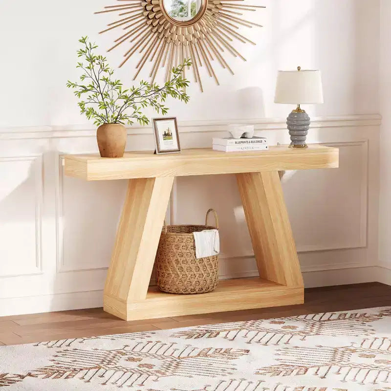 2-Tier Console Table with Open Storage Shelf