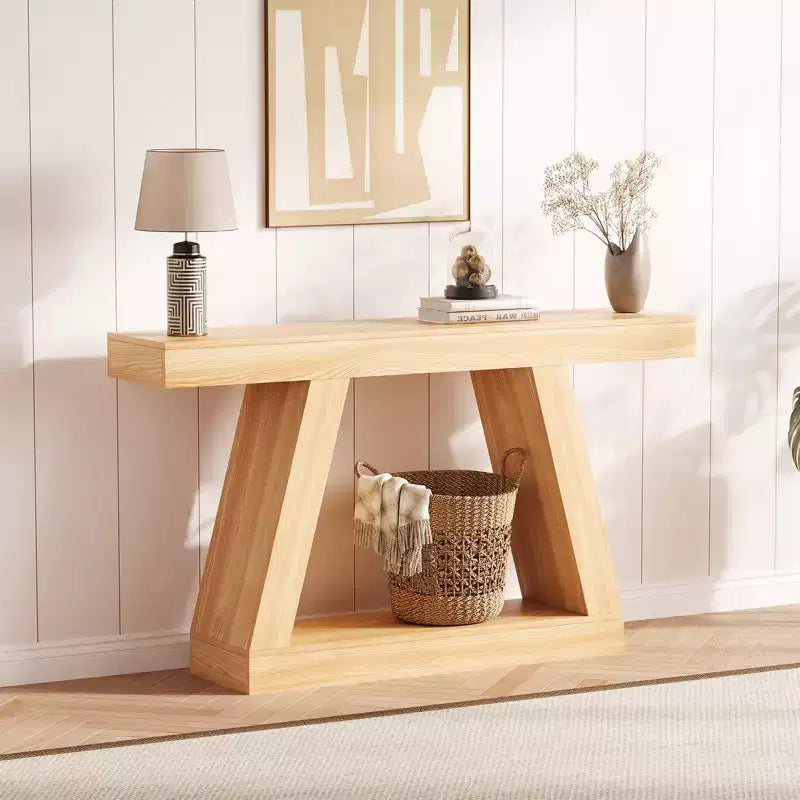 2-Tier Console Table with Open Storage Shelf