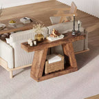 2-Tier Console Table with Open Storage Shelf