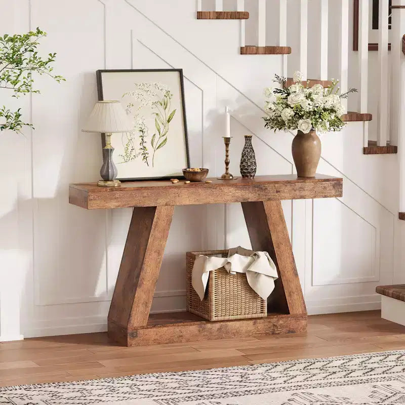2-Tier Console Table with Open Storage Shelf