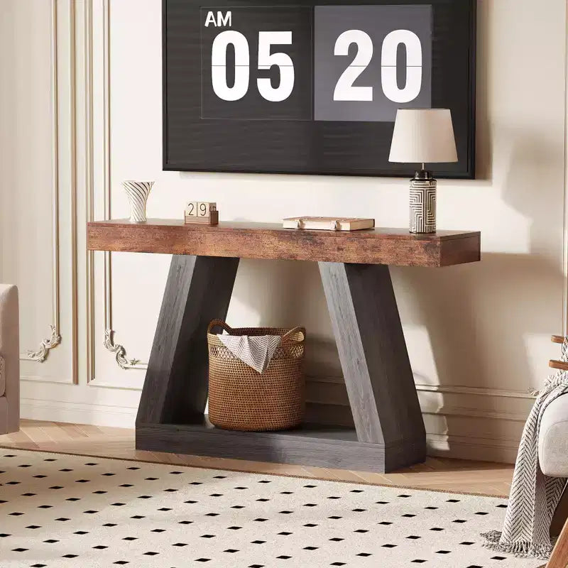 2-Tier Console Table with Open Storage Shelf