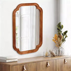 24 x 36 Rounded Corner Decorative Wall Mirror with Solid Wood Frame