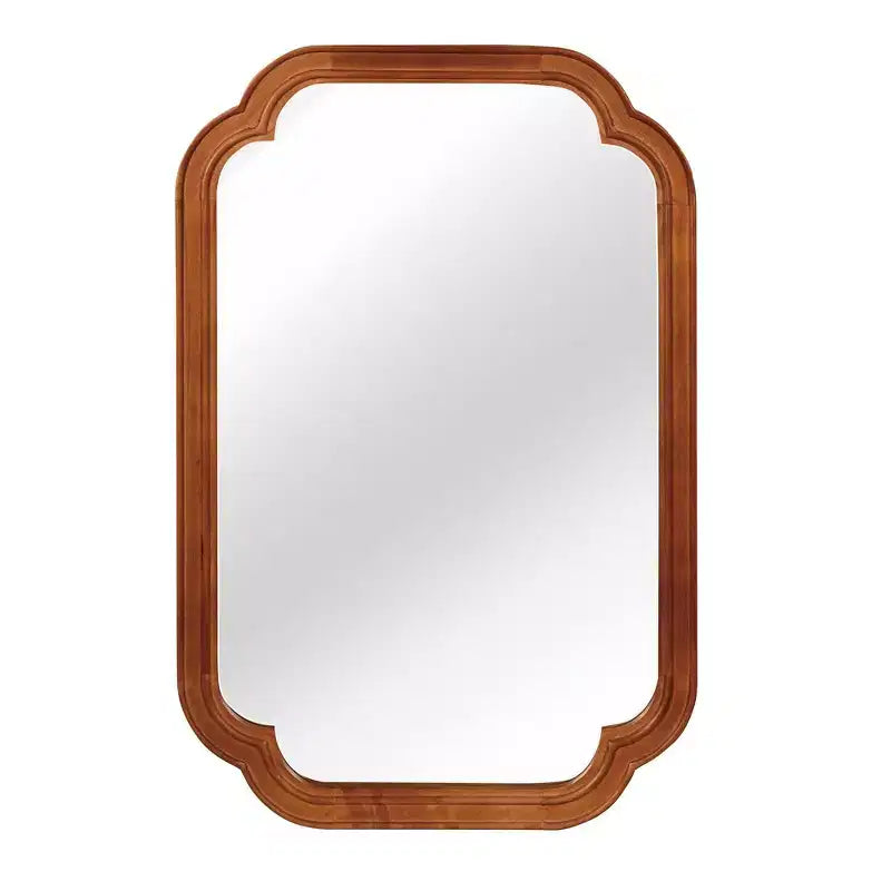 24 x 36 Rounded Corner Decorative Wall Mirror with Solid Wood Frame
