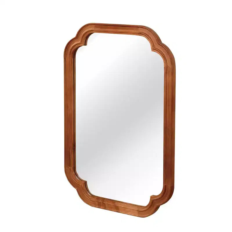 24 x 36 Rounded Corner Decorative Wall Mirror with Solid Wood Frame