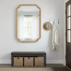 24 x 36 Rounded Corner Decorative Wall Mirror with Solid Wood Frame