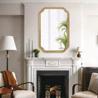 24 x 36 Rounded Corner Decorative Wall Mirror with Solid Wood Frame
