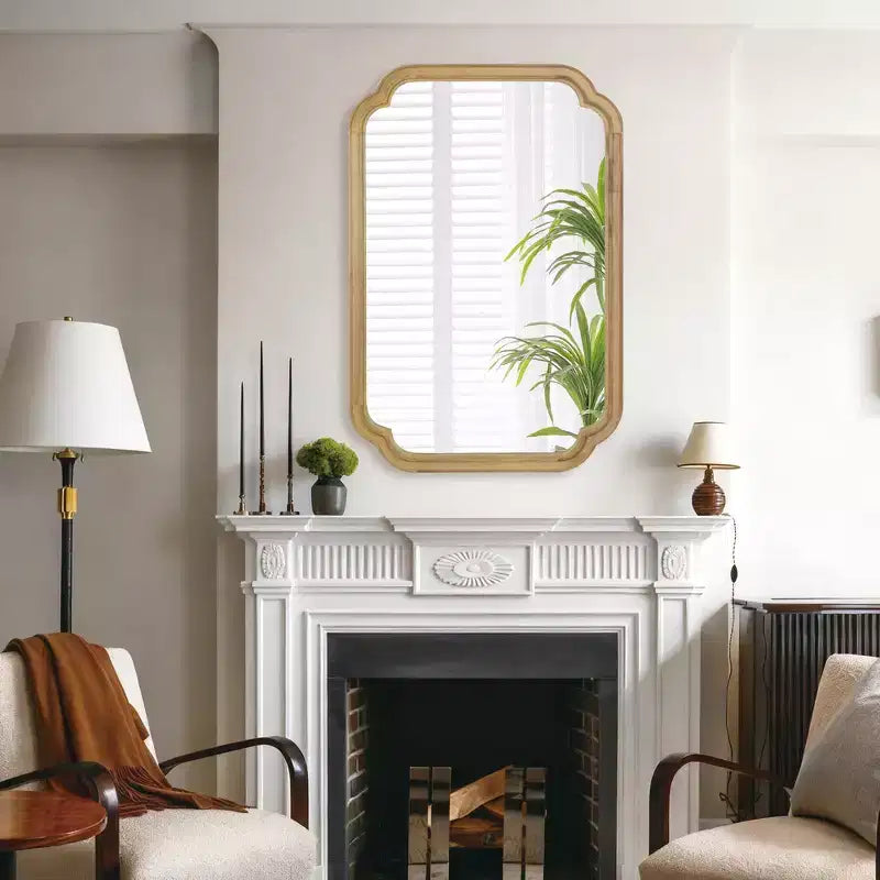 24 x 36 Rounded Corner Decorative Wall Mirror with Solid Wood Frame