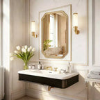 24 x 36 Rounded Corner Decorative Wall Mirror with Solid Wood Frame