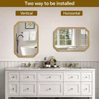 24 x 36 Rounded Corner Decorative Wall Mirror with Solid Wood Frame