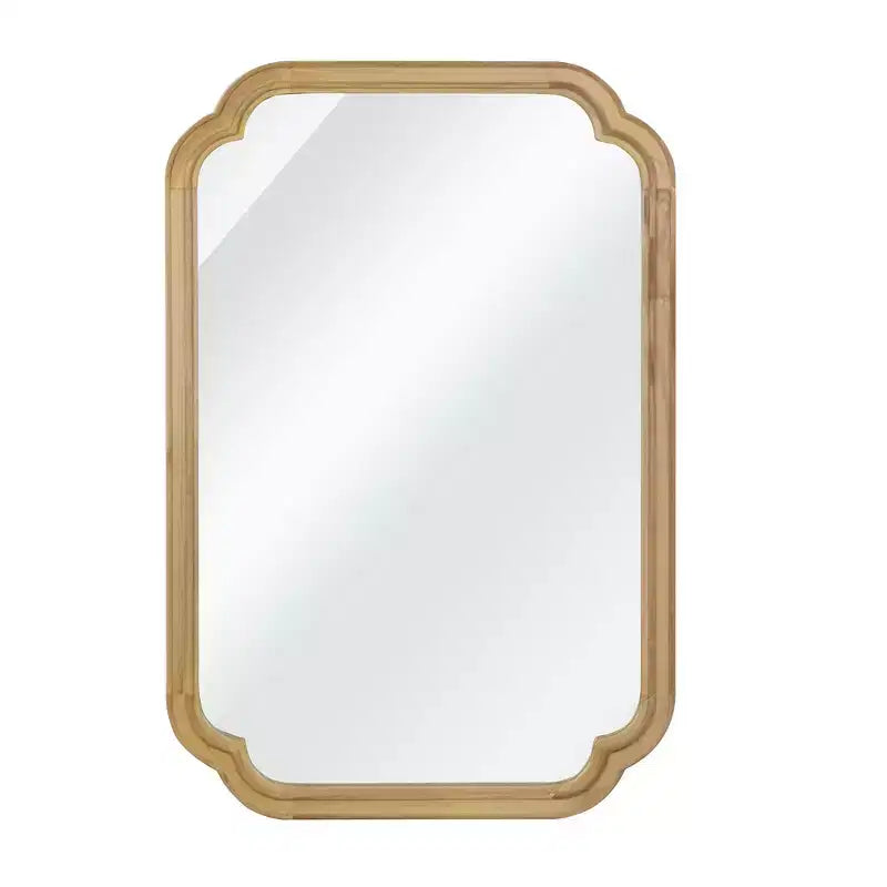 24 x 36 Rounded Corner Decorative Wall Mirror with Solid Wood Frame