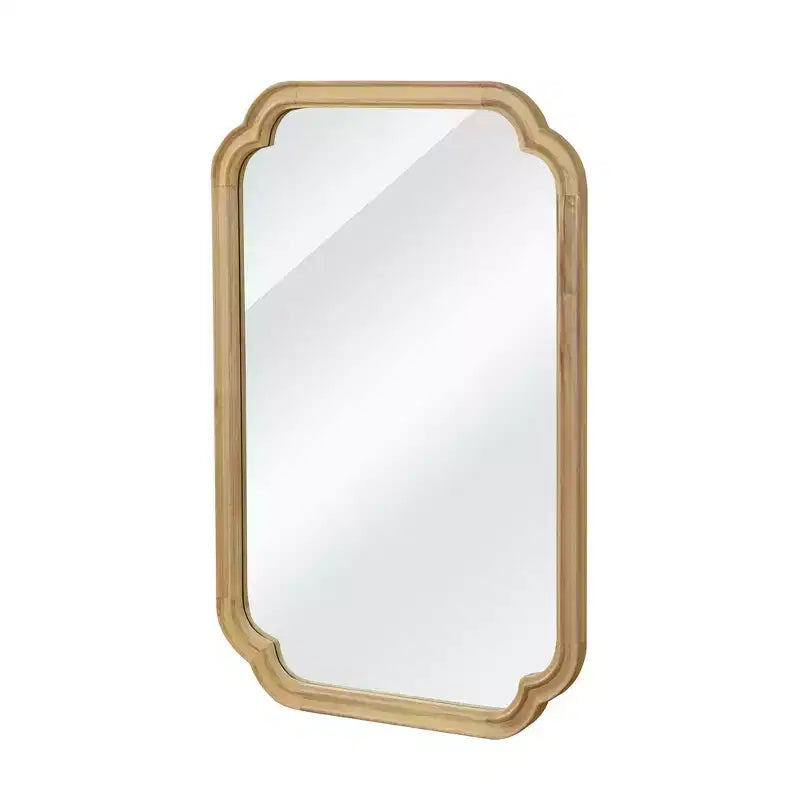 24 x 36 Rounded Corner Decorative Wall Mirror with Solid Wood Frame