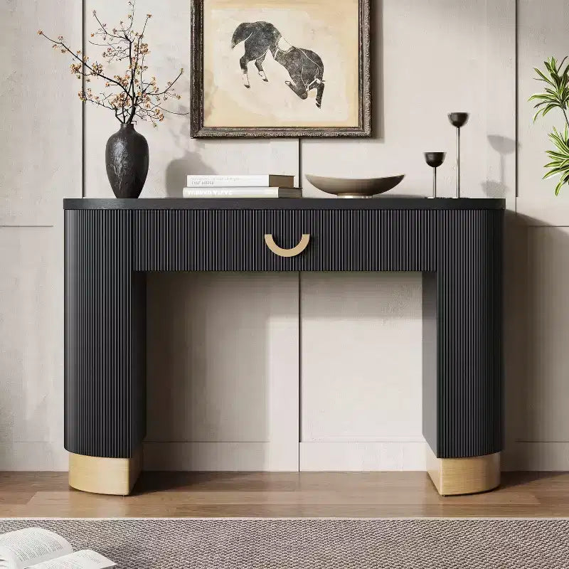 Christopher Knight Home Mirod Modern Ribbed Console Table with Drawer and Column Legs