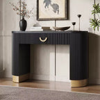 Modern Ribbed Console Table with Drawer and Column Legs