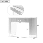 Modern Ribbed Console Table with Drawer and Column Legs