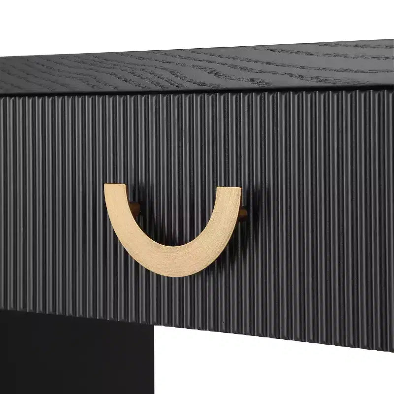 Modern Ribbed Console Table with Drawer and Column Legs