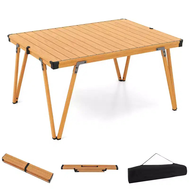 Folding Camping Table with Storage Bag, Waterproof Aluminum Tabletop