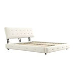King Size Chenille Platform Bed with Upholstered Headboard and Pine Wood Slat Frame