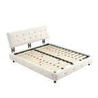 King Size Chenille Platform Bed with Upholstered Headboard and Pine Wood Slat Frame