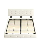 King Size Chenille Platform Bed with Upholstered Headboard and Pine Wood Slat Frame