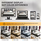 King Size Chenille Platform Bed with Upholstered Headboard and Pine Wood Slat Frame