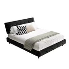 King Size Chenille Platform Bed with Upholstered Headboard and Pine Wood Slat Frame
