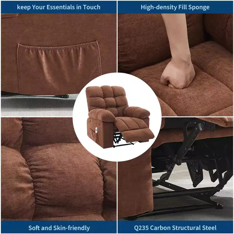 Extra Wide Oversized Recliner Chair with Massage and Heat - Plush Manual Recliner for Living Room with 150° Recline