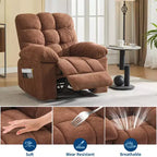Extra Wide Oversized Recliner Chair with Massage and Heat - Plush Manual Recliner for Living Room with 150° Recline