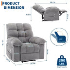 Extra Wide Oversized Recliner Chair with Massage and Heat - Plush Manual Recliner for Living Room with 150° Recline