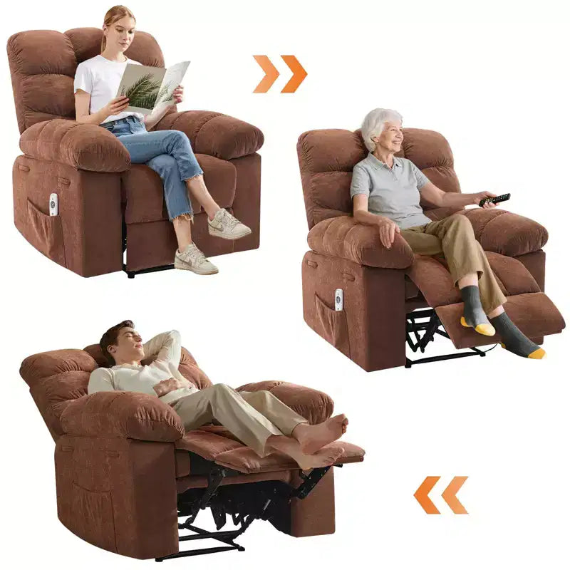 Extra Wide Oversized Recliner Chair with Massage and Heat - Plush Manual Recliner for Living Room with 150° Recline