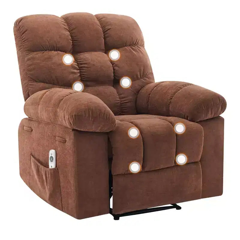 Extra Wide Oversized Recliner Chair with Massage and Heat - Plush Manual Recliner for Living Room with 150° Recline