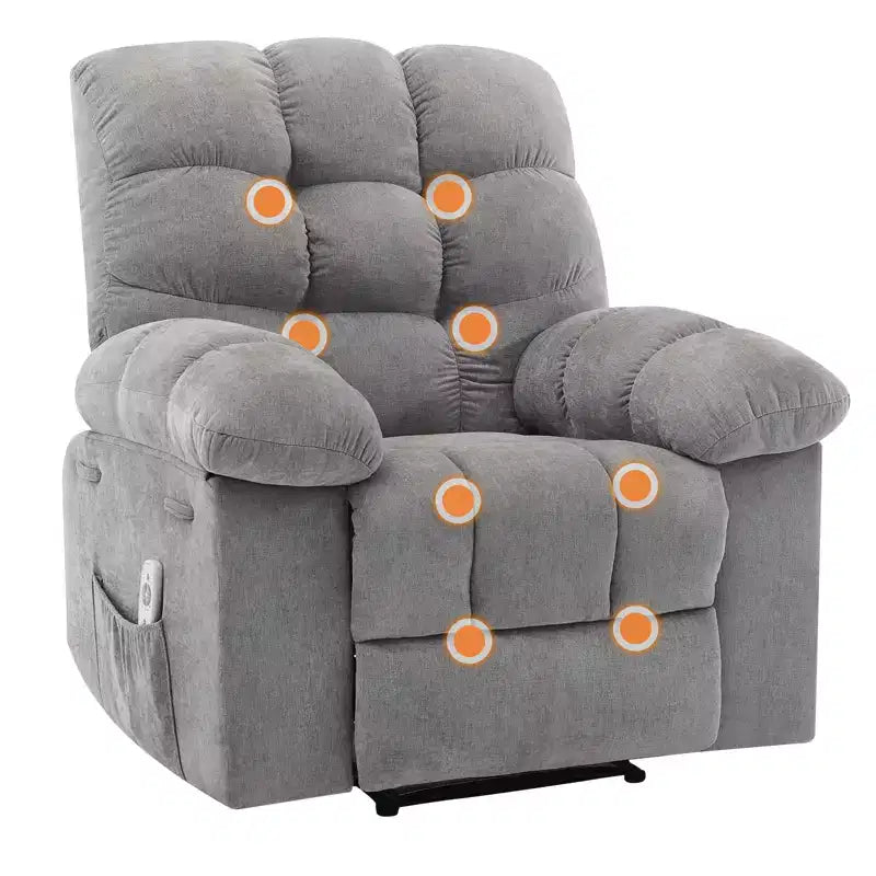 Extra Wide Oversized Recliner Chair with Massage and Heat - Plush Manual Recliner for Living Room with 150° Recline