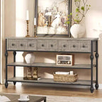 52-Inch Industrial Console Table with 3 Drawers and Open Shelf