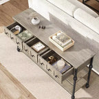 52-Inch Industrial Console Table with 3 Drawers and Open Shelf